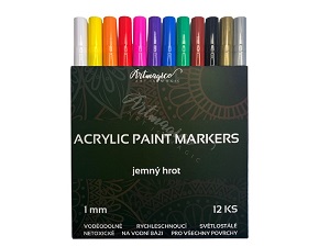 Artmagico akrylový popisovač s jemným hrotem (1 mm) 12 ks