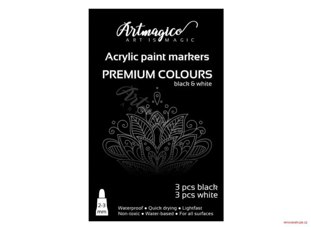 Artmagico akrylový popisovač sada černá a bílá 2-3 mm