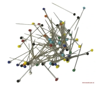 Špendlíky krejčovské se skleněnou hlavou 48mm