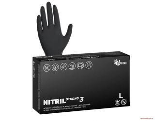 Nitrilové rukavice NITRIL STRONG3 100 ks, nepudrované, černé